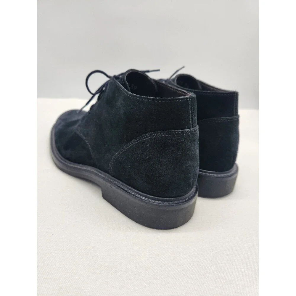Valleverde Size 39 Black Boots Suede Men Chukka Ankle Leather Italy